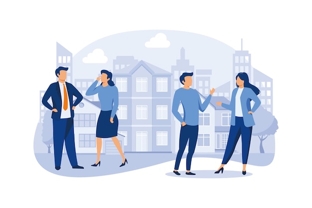 Buying and choosing housing flat modern design illustration
