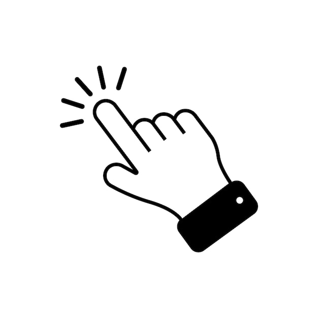 By clicking the finger icon the hand points to the vector Pointer click Cursor arrow icon Clicking a computer mouse