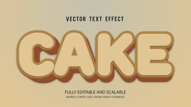 cake 3d editable text effect vector template with cute background