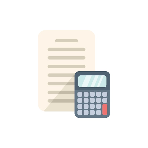 calculator calculating a document with numbers in flat design style