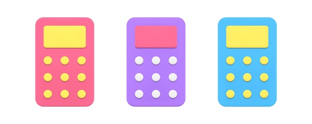 Calculator financial accounting economy budget banking money control device 3d icon set vector