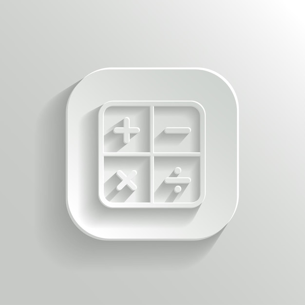 Calculator icon vector white app button