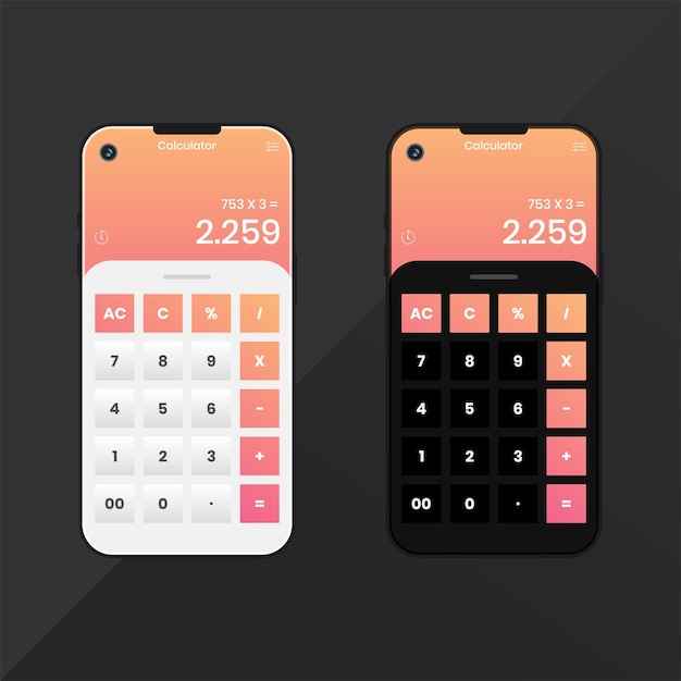 Calculator UI design with a cool cellphone appearance