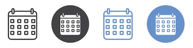 Calendar icon flat line symbol set