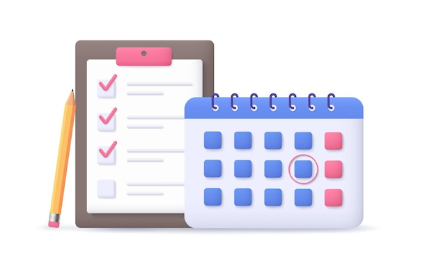 Calendar with todo checklist Business task planning