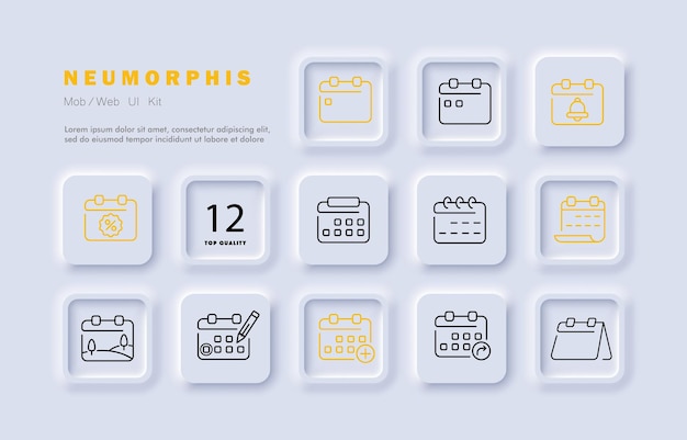 calendars set icon add plus blank planned event share notification appointment arrow pencil schedule bell digital birthday planning concept neomorphism vector line icon for business