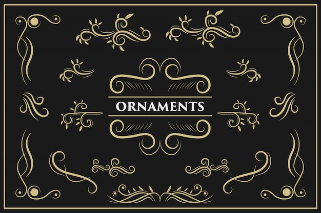 Calligraphic design elements vintage ornament swirls and scrolls ornate decorations   design elements