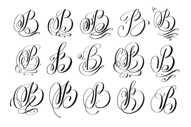 Calligraphy lettering script font B set