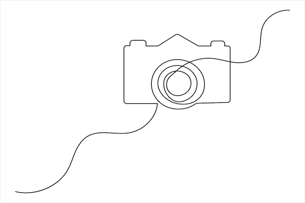 Camera icon continuous one line drawing and minimalist style isolate outline vector illustration