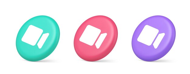 camera photo video shooting multimedia content creation button 3d realistic icon