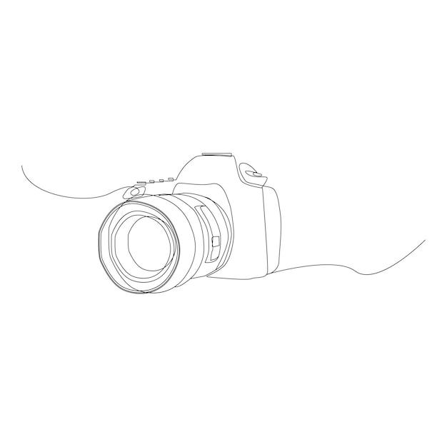 Camera single continuous line drawing Continuous line draw design graphic vector illustration