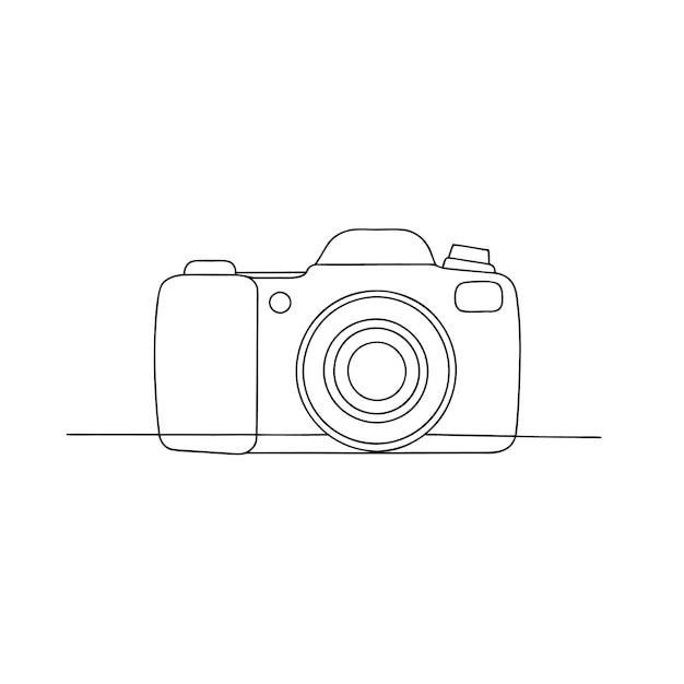 camera single line drawing vector illustration