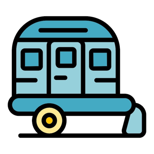 campsite trailer icon outline campsite trailer vector icon for web design isolated on white background color flat