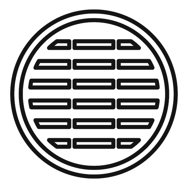 Canalization manhole icon outline vector City road Metal steel