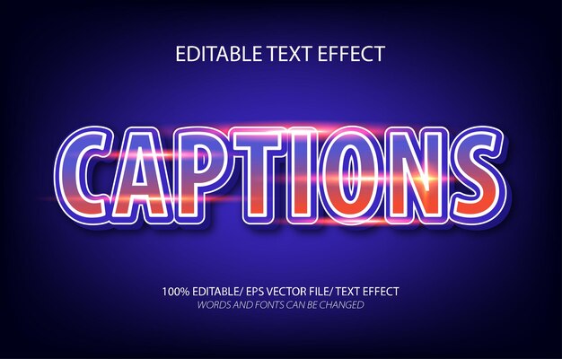 Caption 3d editable text effect and editable text style