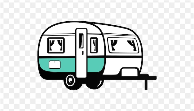 caravan silhouette bold lines illustration icon