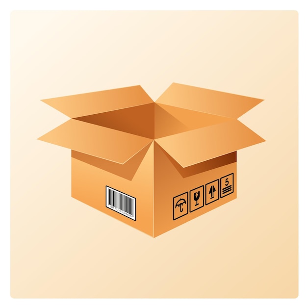 Cardboard boxes for shipping and storage with fragile symbols position care and mud code separate