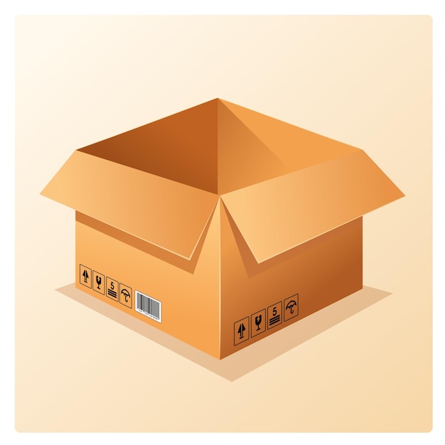 Cardboard boxes for shipping and storage with fragile symbols position care and mud code smalls
