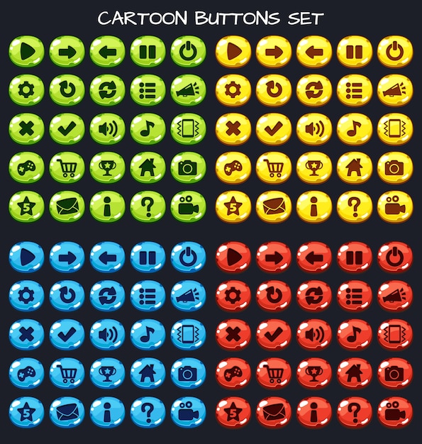 cartoon button set game pack, gui element