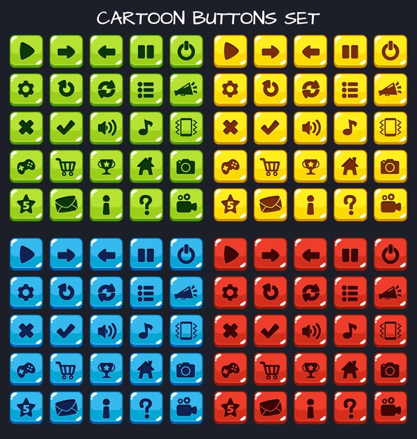 cartoon button set game pack, gui element
