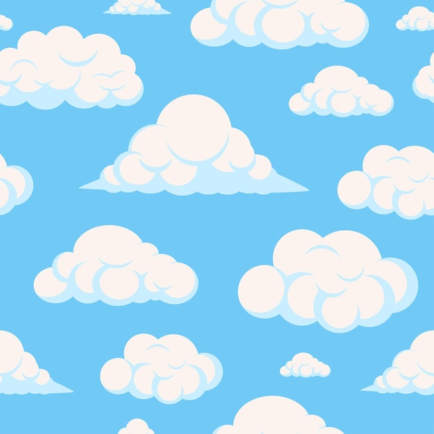 Cartoon cloud vector seamless pattern
