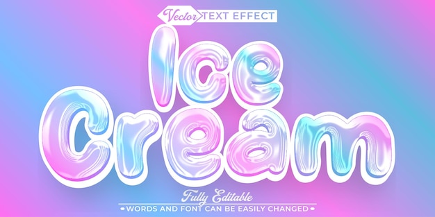 Cartoon Cute Ice Cream Vector Editable Text Effect Template