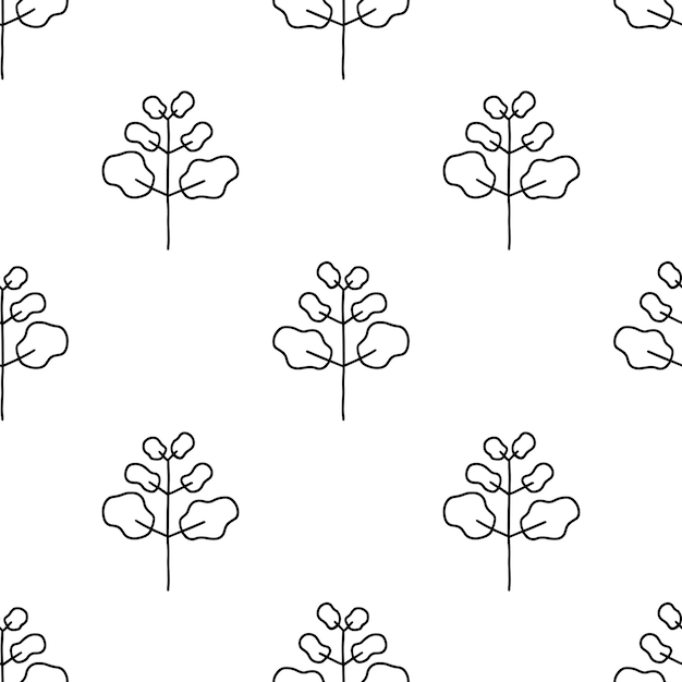Cartoon doodle tree seamless pattern