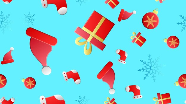 Cartoon hand drawn seamless vector pattern with doodle winter icons items Vector background