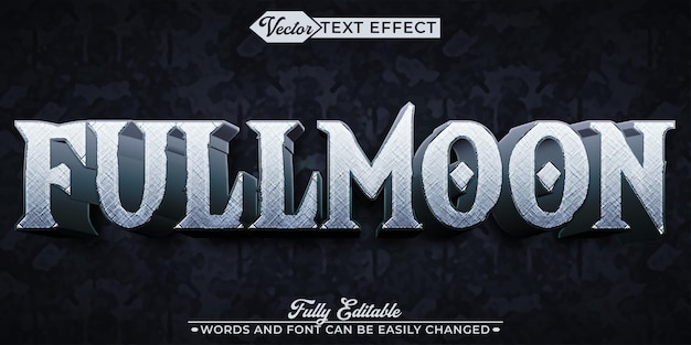 Cartoon Horror Full Moon Vector Editable Text Effect Template