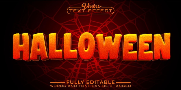 cartoon horror orange halloween vector editable text effect template