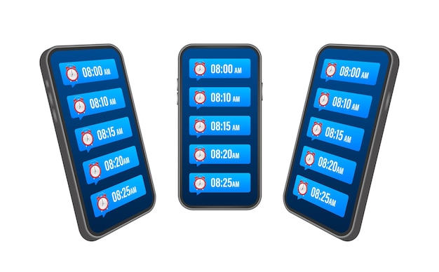 Cartoon mockup with black alarm smartphone Smartphone mockup Calendar reminder