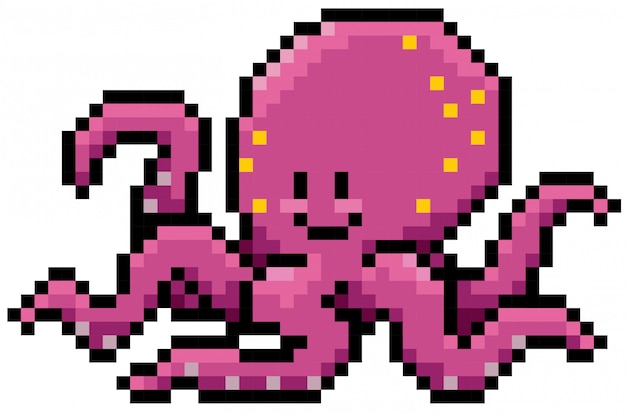 Cartoon octopus Pixel design