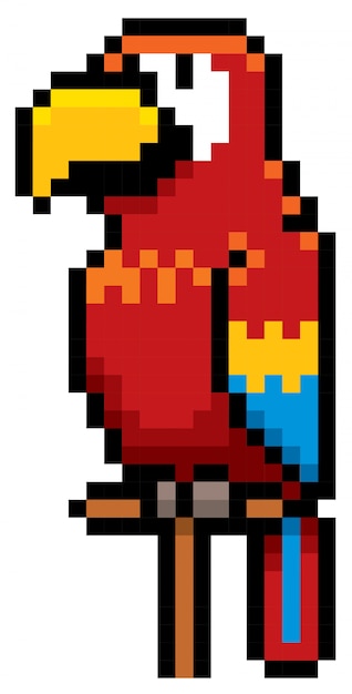 Cartoon parrot Pixel design