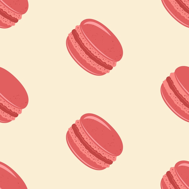 Cartoon pink macaroon vector seamless colored pattern on light background for decorated clothes or package and other things