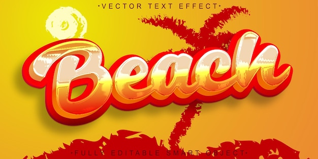 Cartoon Retro Beach Party Vector Fully Editable Smart Object Text Effect