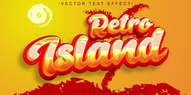 Cartoon Retro Island Vector Fully Editable Smart Object Text Effect