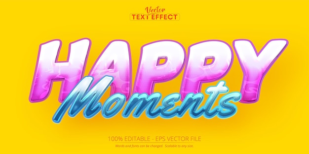 Cartoon text effect editable happy moments text and comic text style