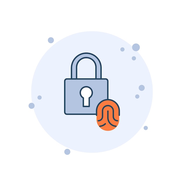 Cartoon touch id icon vector illustration Fingerprint with lock on isolated background Biometric identification sign concept