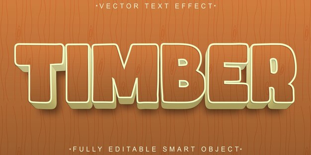 Cartoon Wooden Timber Vector Fully Editable Smart Object Text Effect