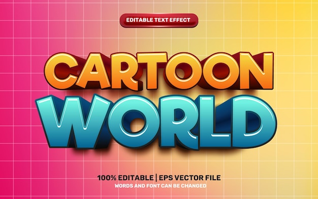 Cartoon world comic game 3d editable text effect