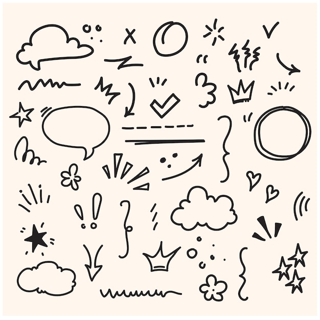 cartoony expression sign doodle curve directional arrows emoticon effects design elements cartoon