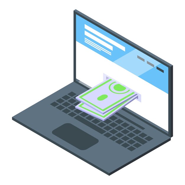 Cash income icon isometric vector Online money Receive success