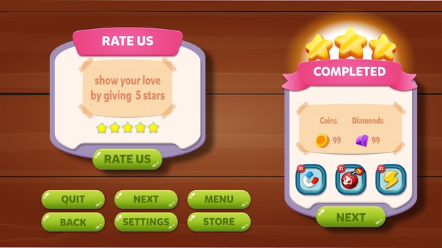 Casual Game UI Menu pop up
