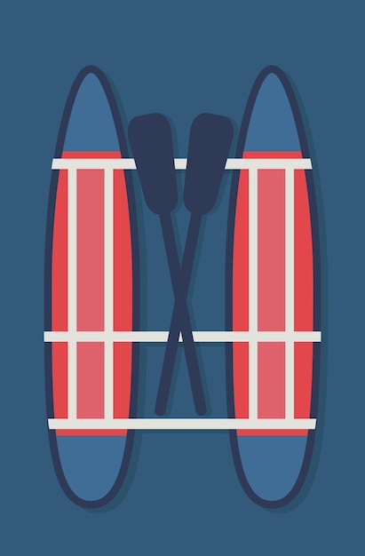 catamaran with oars top viewflat vector illustration suitable for a logo or icon