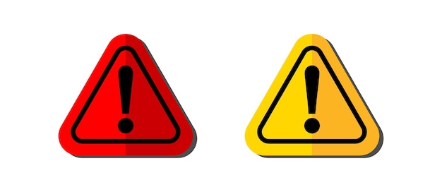 Caution icons Red and yellow colored caution warning illustration symbol Sign warn vector