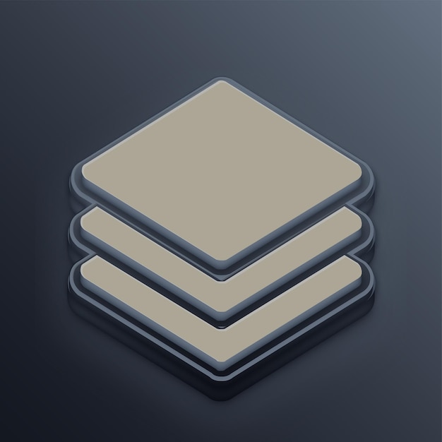 Cement Tone 3D Layers Icon with Editable Gray Background