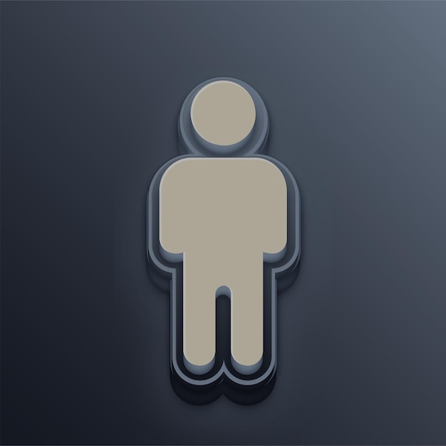 Cement Tone 3D User Icon with Editable Gray Background