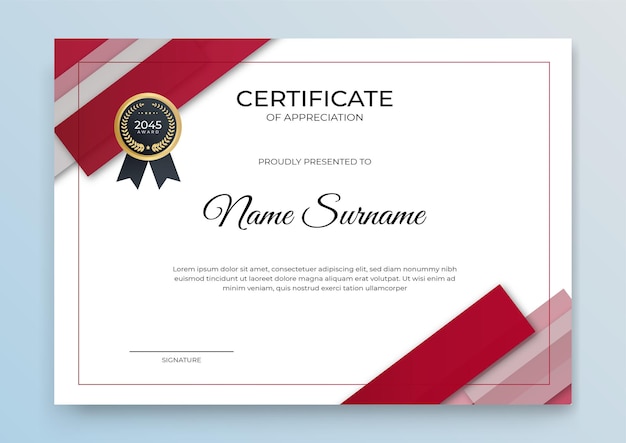 Certificate template banner with abstract geometric shape for print template with golden wave and white clean modern