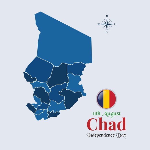 Chad map and flag Flag map of Chad vector