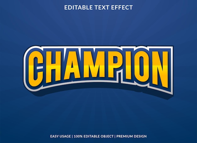 champion editable text effect with abstract and premium style use for business logo and brand